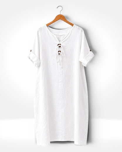 Linen Button Detail Dress
