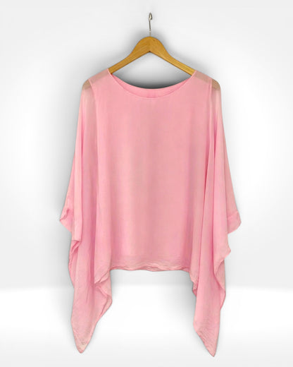Silk Overlay Batwing Top