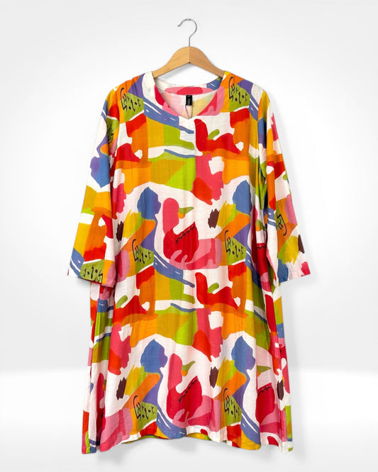 Vibrant Abstract Swing Dress (Bella Blue)