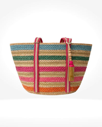 Sac fourre-tout tissé multicolore