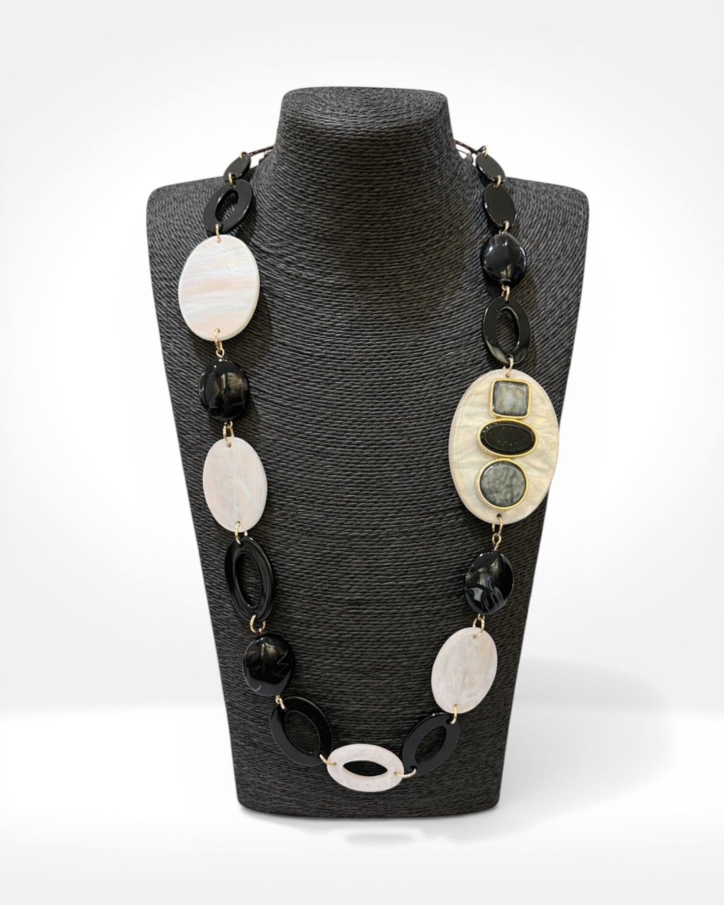 Black & Ivory Stone Necklace