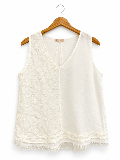 Embroidery Linen Tank Top
