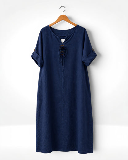 Linen Button Detail Dress