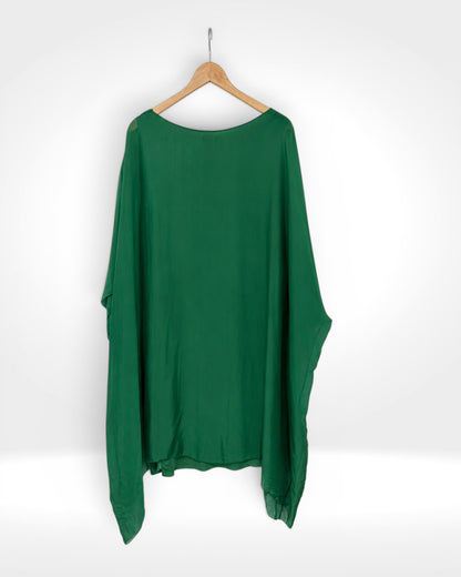 Silk Batwing Overlay Long Top