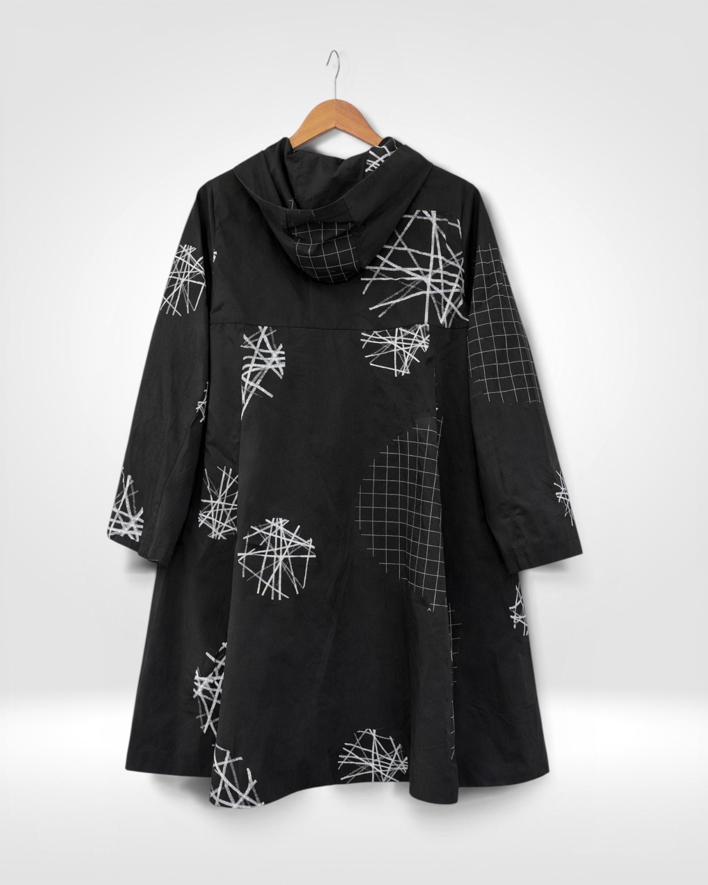 Abstract Grid Hooded Coat (Bella Blue)