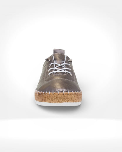 Evette Soft Pewter Leather Plimsoll