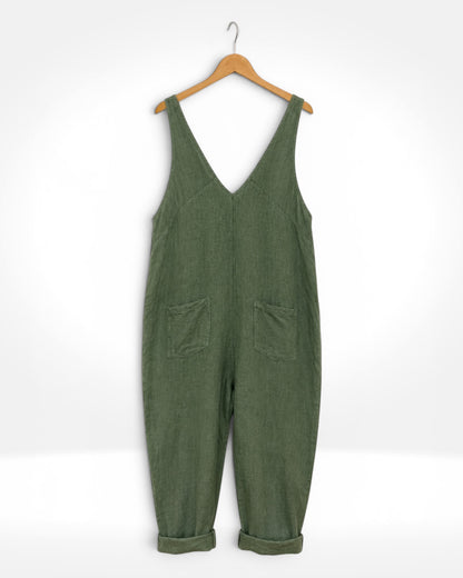 Linen Barrel-Leg Jumpsuit