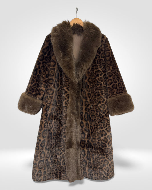 Chocolate Leopard Faux FurCoat
