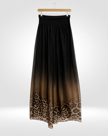 Wide-Leg Silk Animal Trousers