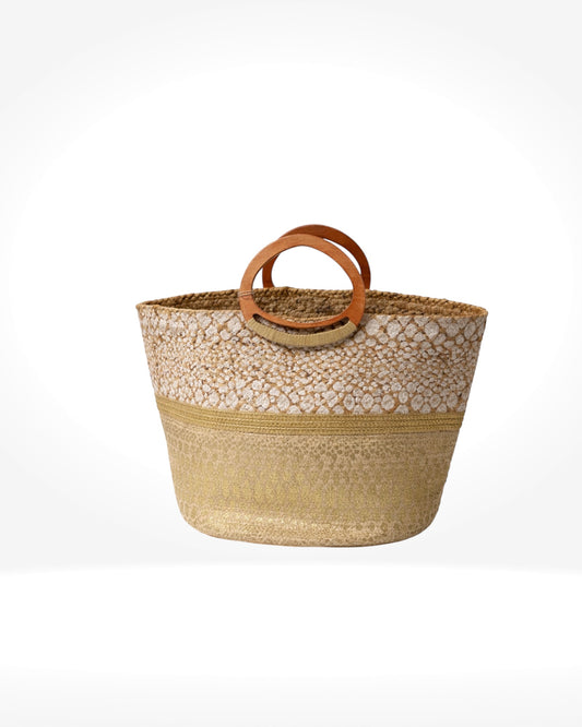 Natural Woven Round Handle Basket Bag