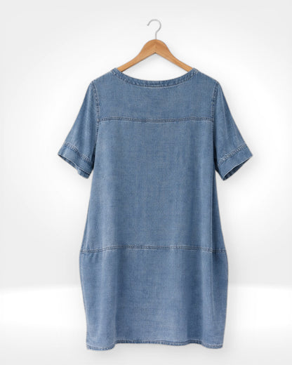 Denim Pocket Midi Dress (Bella Blue)