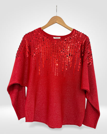 Sequin Cascade Knit Jumper