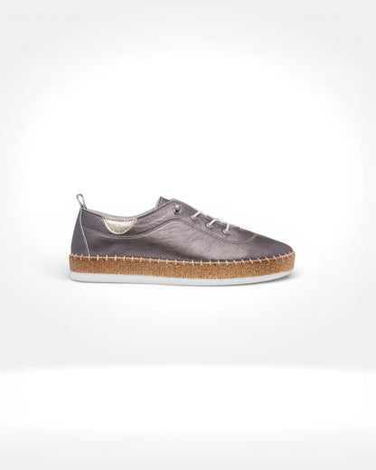 Evette Soft Pewter Leather Plimsoll