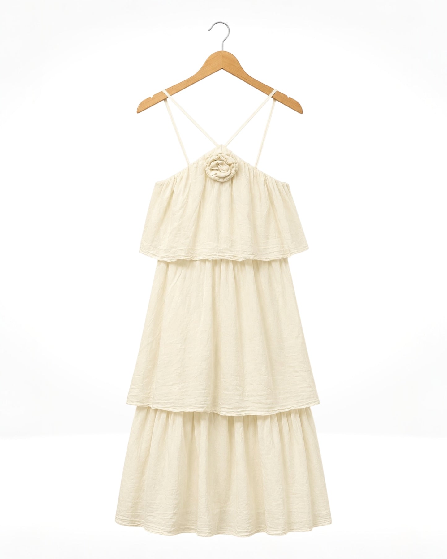 Rosette Tiered Cotton Dress