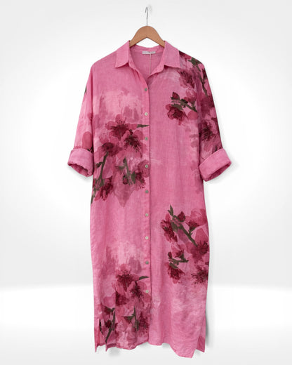 Linen Blossom Shirt Dress