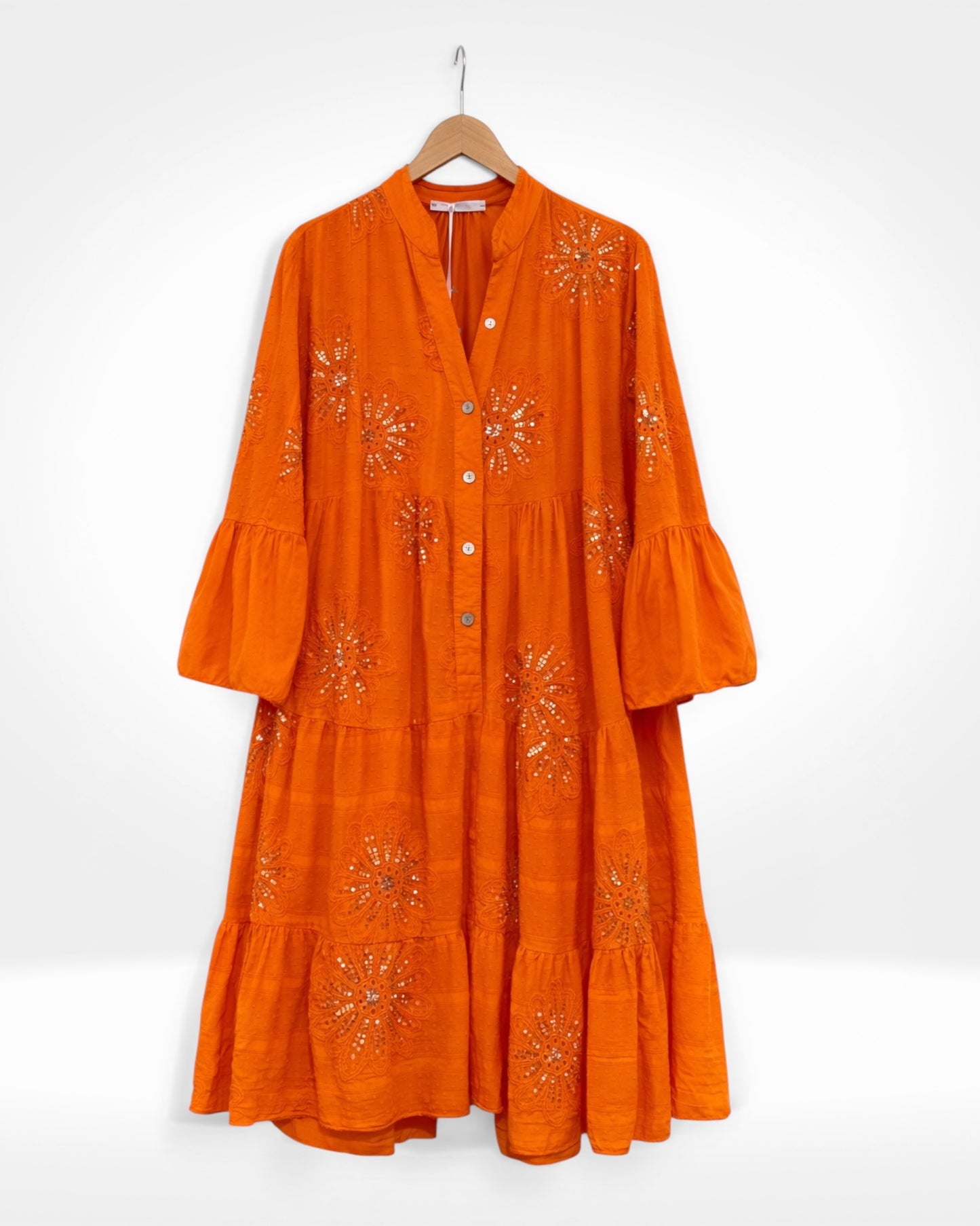 Blossom Shimmer Tiered Midi Dress