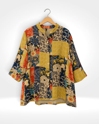 Marrakesh Mosaic Button Shirt (Bella Blue)