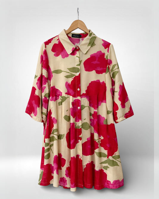 Rosé Bloom Shirt Tunic/Dress (Bella Blue)