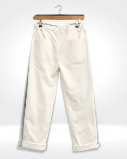 Pantalon en coton blanc à patchs