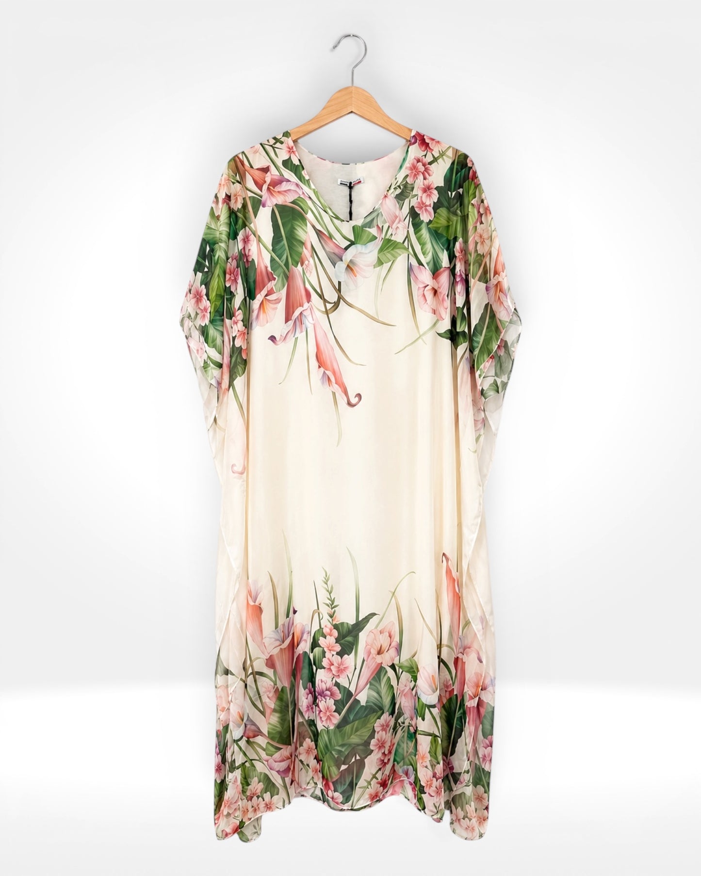 Botanical Silk Kaftan Dress