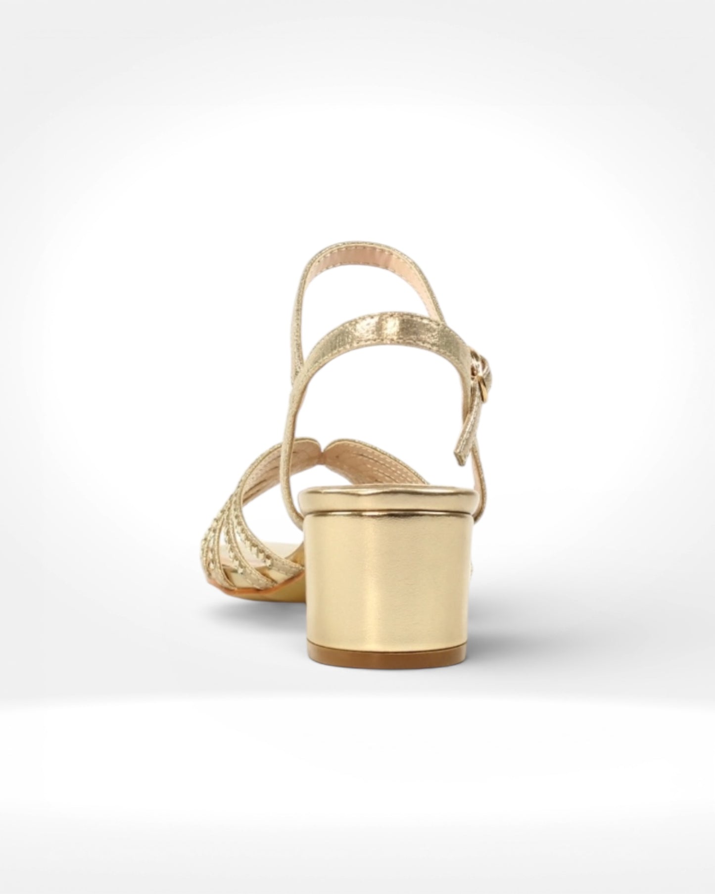 Twinkle Gold Block Heel Sandal
