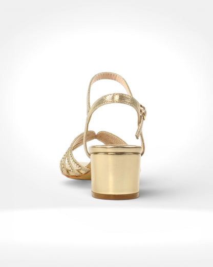 Twinkle Gold Block Heel Sandal