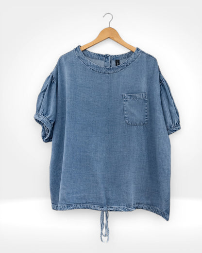 Denim Button Back Top (Bella Blue)