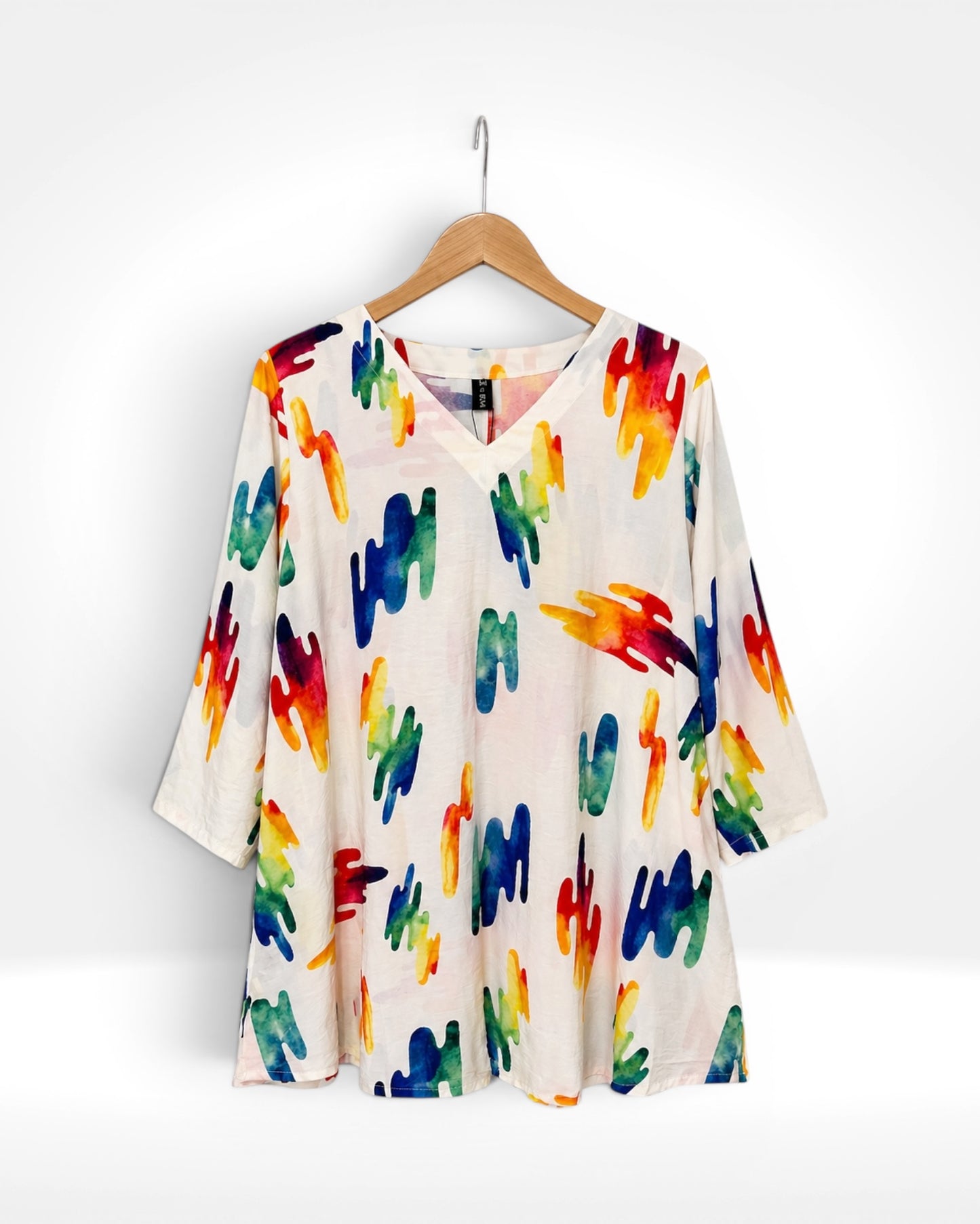 Rainbow Drift V-Neck Top (Bella Blue)