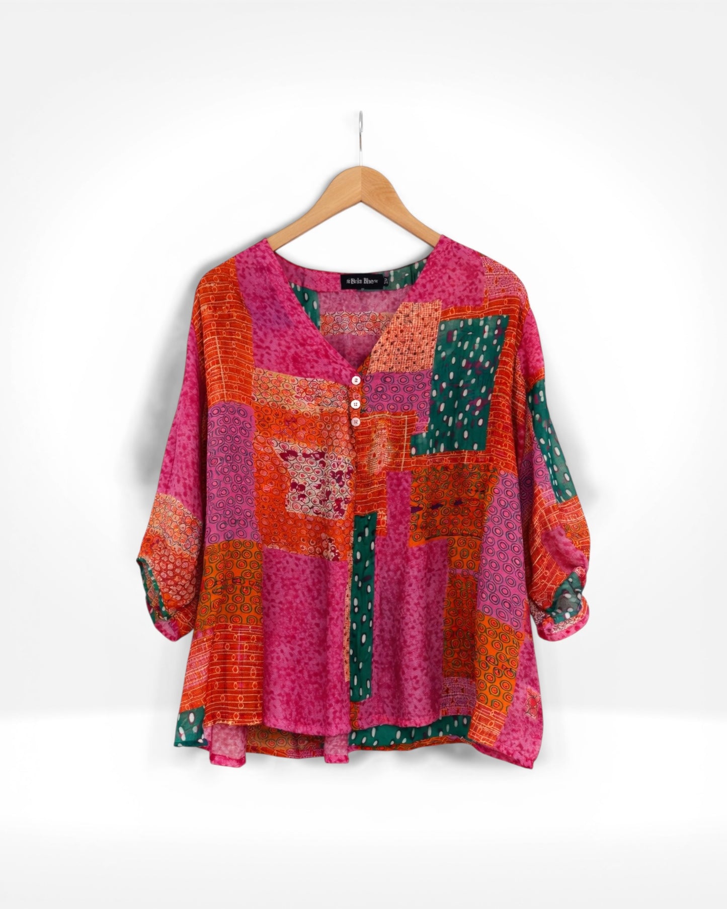 Patchwork Button Detail Top (Bella Blue)