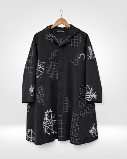 Abstract Grid Hooded Coat (Bella Blue)