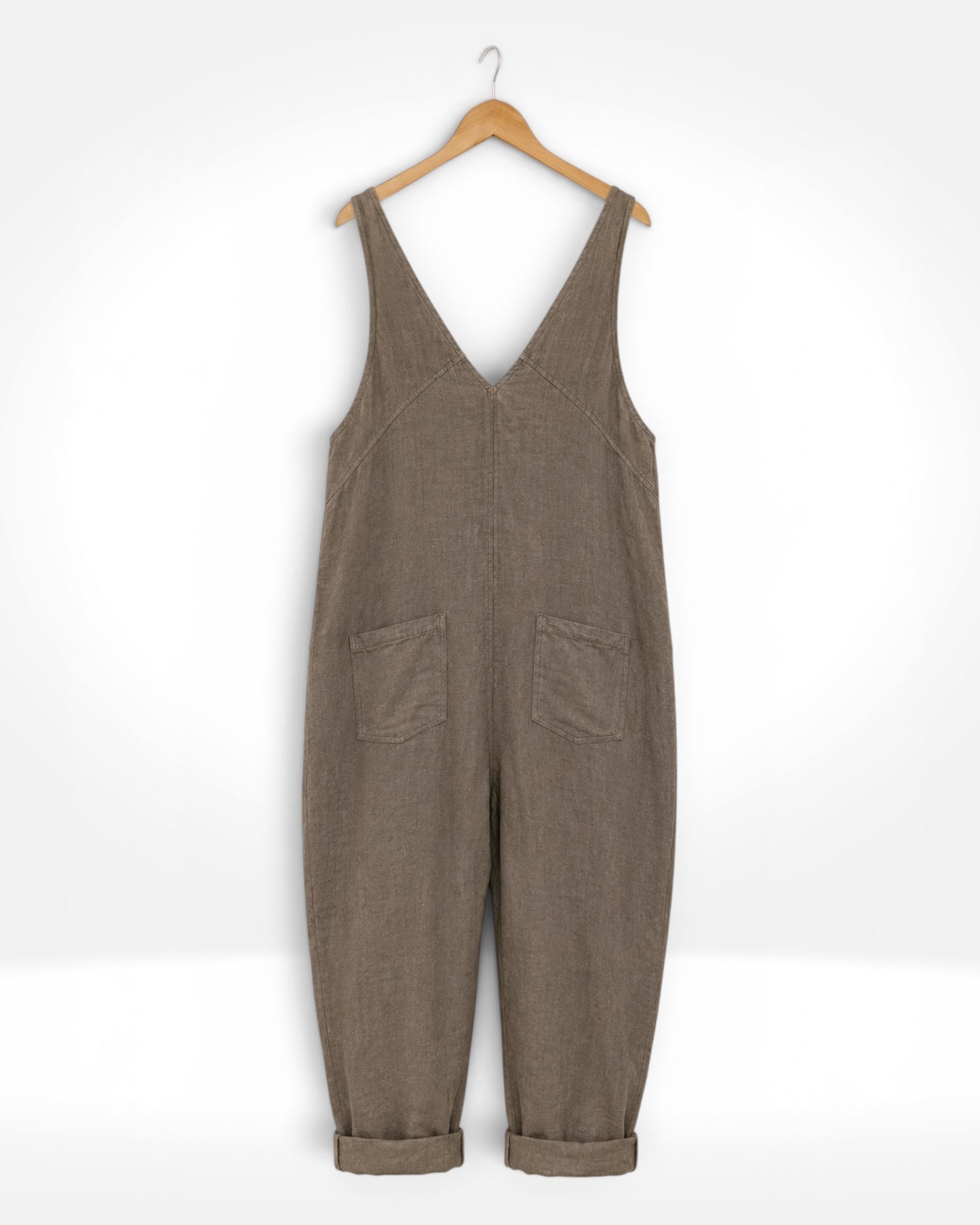 Linen Barrel-Leg Jumpsuit