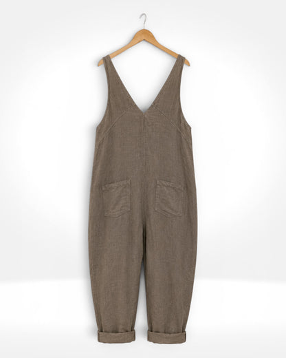 Linen Barrel-Leg Jumpsuit