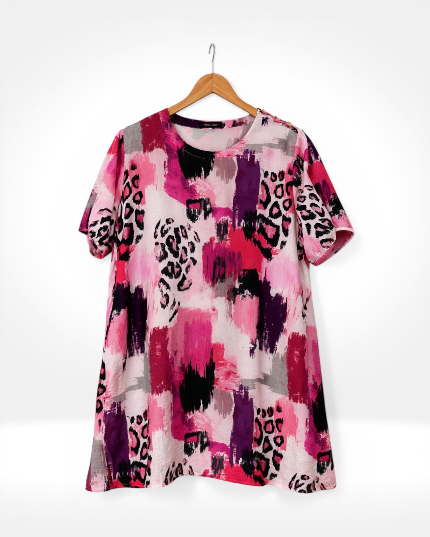 Leopard Brushstroke Easy A-Line Tunic (Bella Blue)
