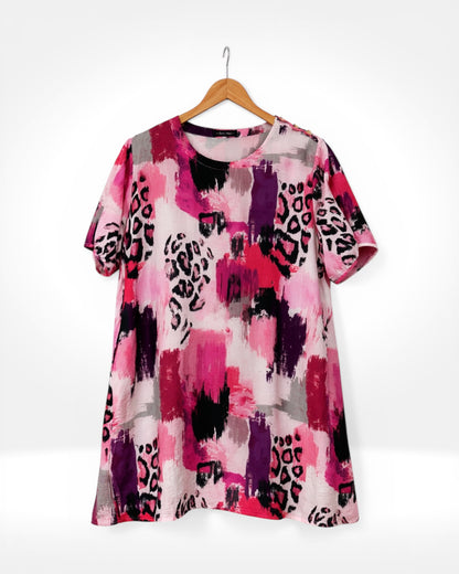 Leopard Brushstroke Easy A-Line Tunic (Bella Blue)