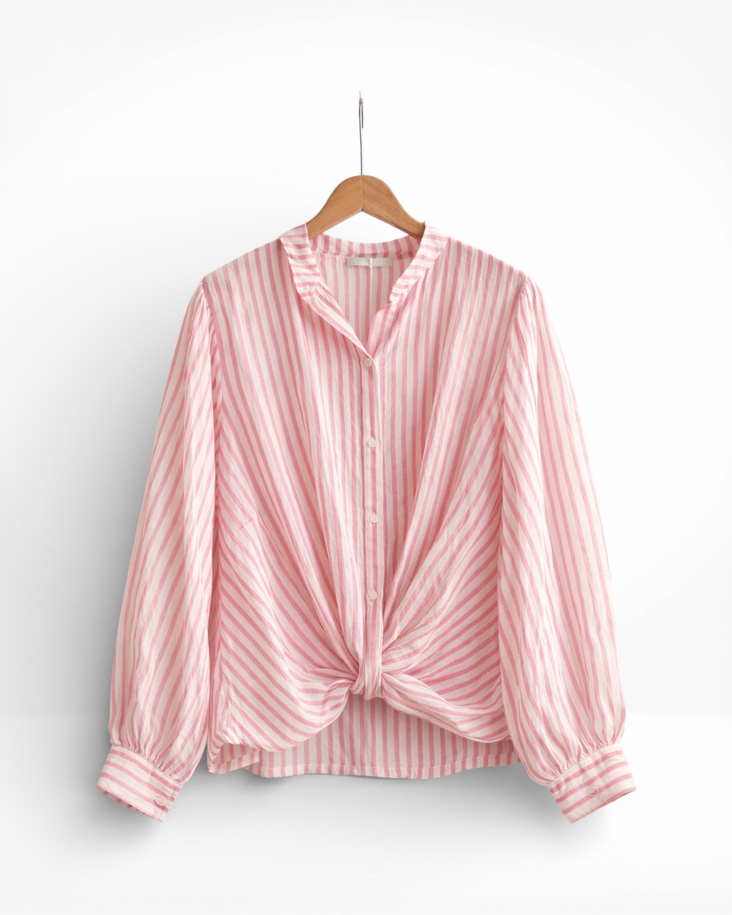 Twist-Hem Cotton Stripe Shirt