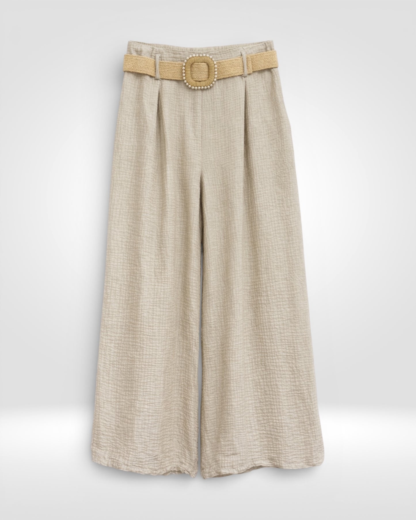 Soft Crinkle Wide-Leg Trousers