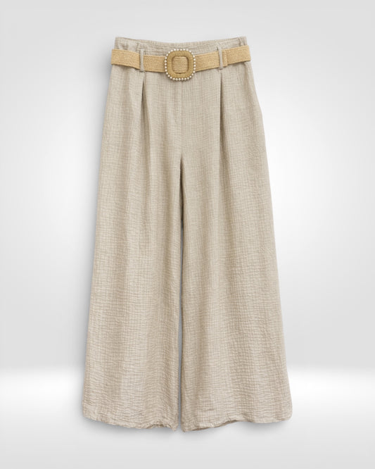 Soft Crinkle Wide-Leg Trousers