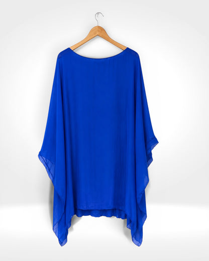 Silk Batwing Overlay Long Top