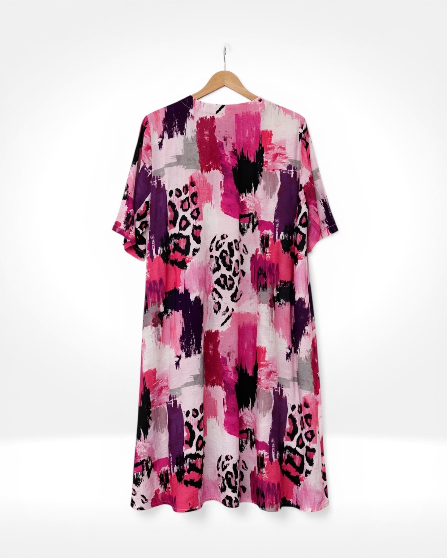 Leopard Brushstroke Flow Dress (Bella Blue)