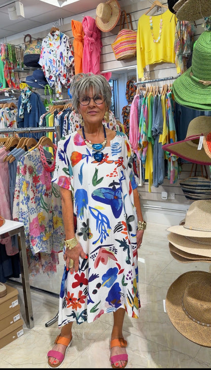 Paint Pop Pocket Tunic Dress (Bella Blue)