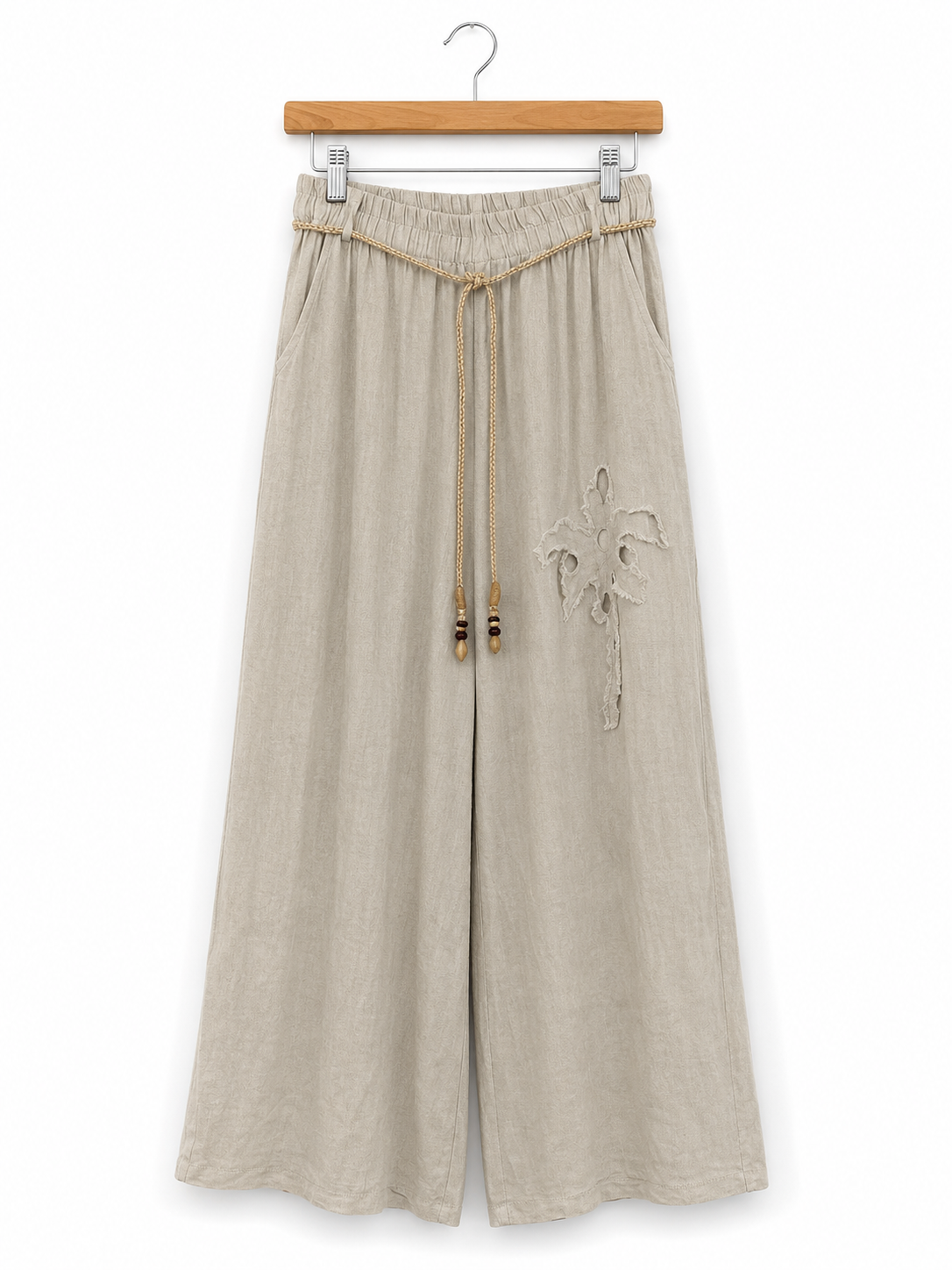 Sorrento Palm Linen Palazzo Trousers