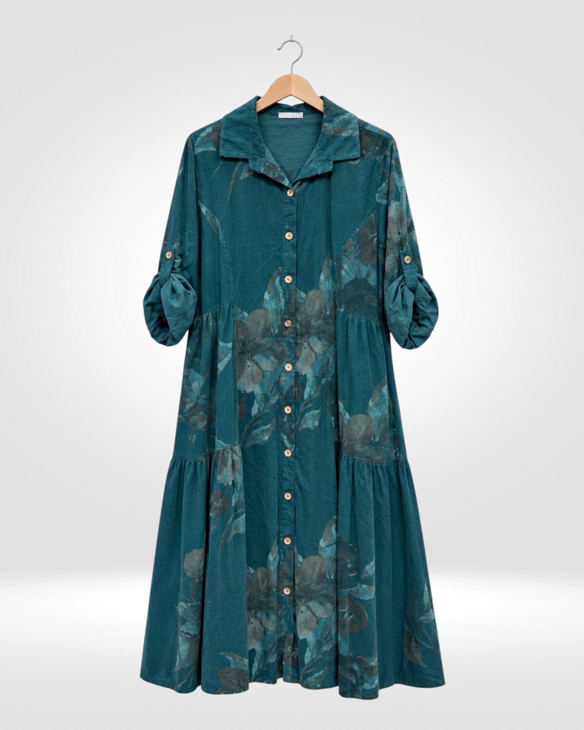 Italian Fine Needle Cord Floral Shirt Dress