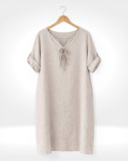 Linen Button Detail Dress