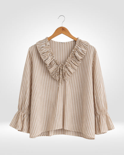 The Juliette Ruffle-Collar Striped Blouse