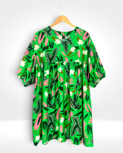 Green Abstract Print Smock Tunic (Bella Blue)