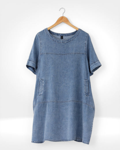 Denim Pocket Midi Dress (Bella Blue)