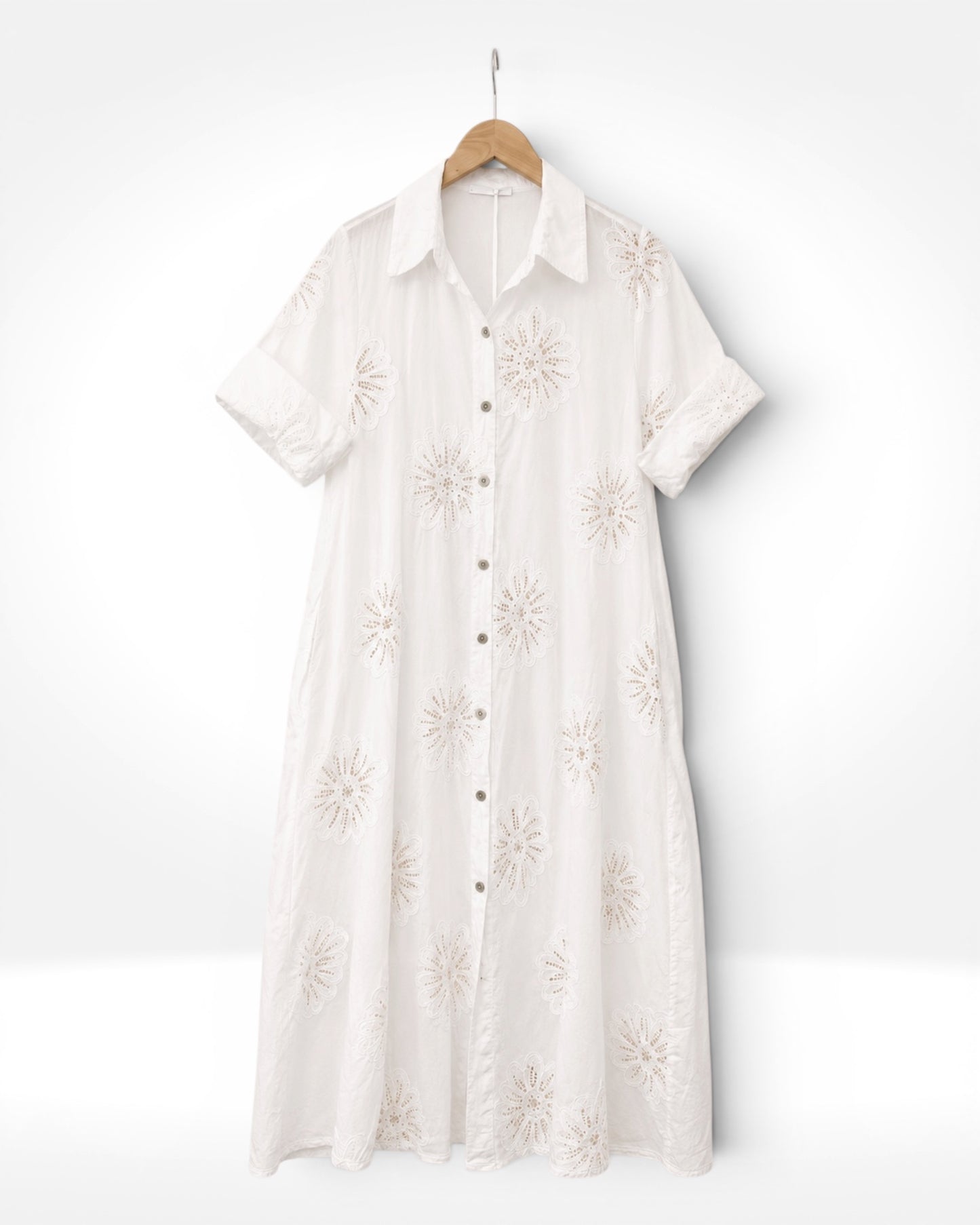 Bloom Sequin Cotton Shirt Dress