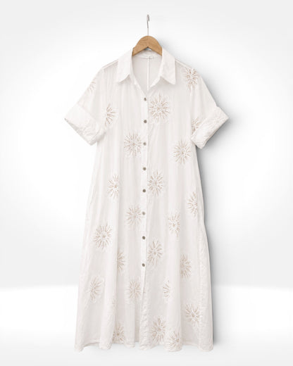 Bloom Sequin Cotton Shirt Dress