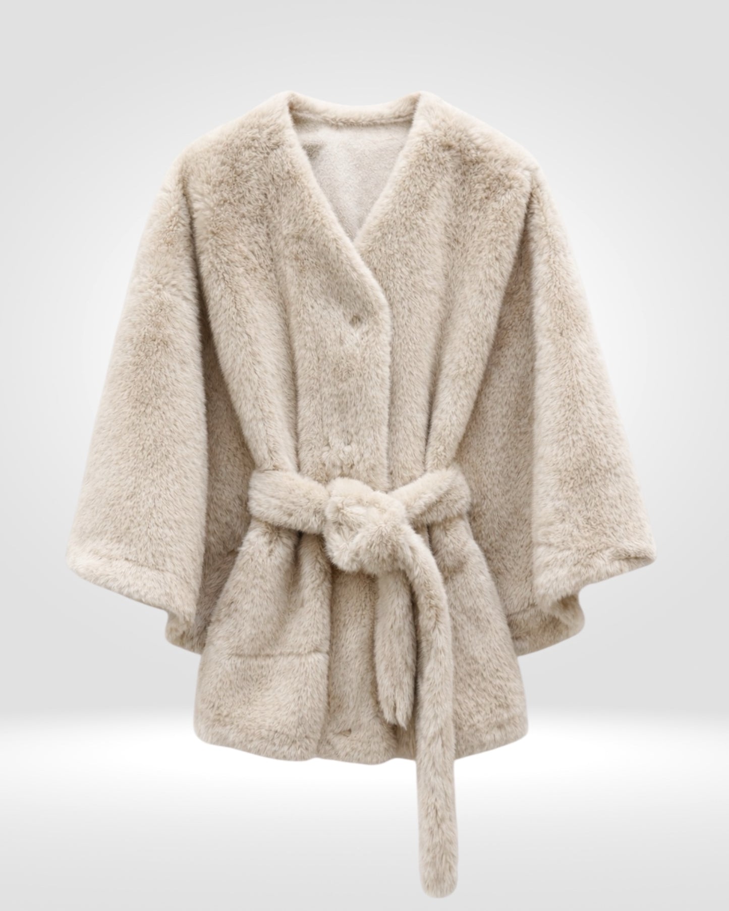 Ivory Faux Fur Wrap Cape/Jacket