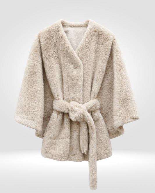 Ivory Faux Fur Wrap Cape/Jacket